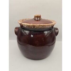 Vintage Hull Pottery Brown Drip Glaze Bean Pot 6" Made in USA *read